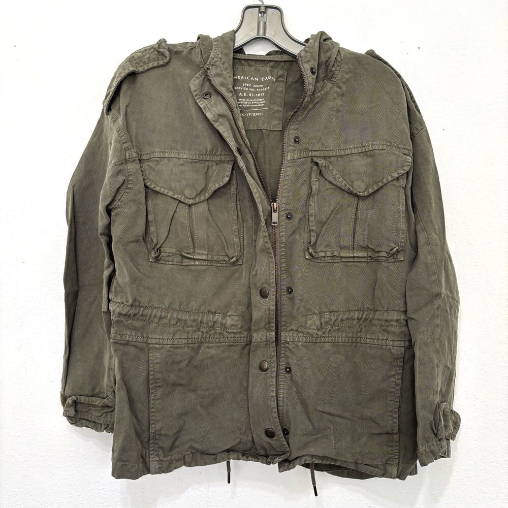 American Eagle Womens Chino Military Jacket XS Utility Preppy Minimalist Y2K